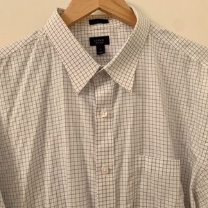 J. Crew non-Iron Silm fit white dress blue check